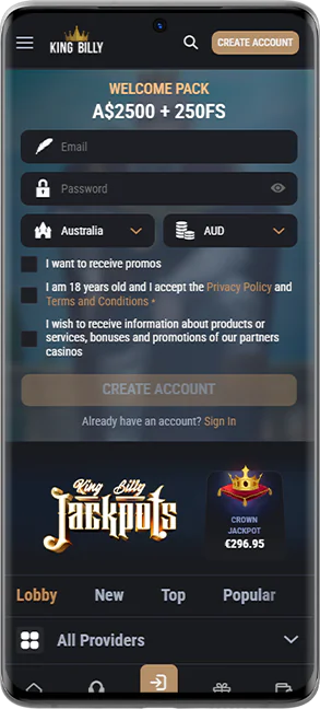 King Billy Casino android app screenshot