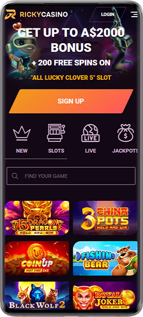 Ricky Casino android pokies app screenshot