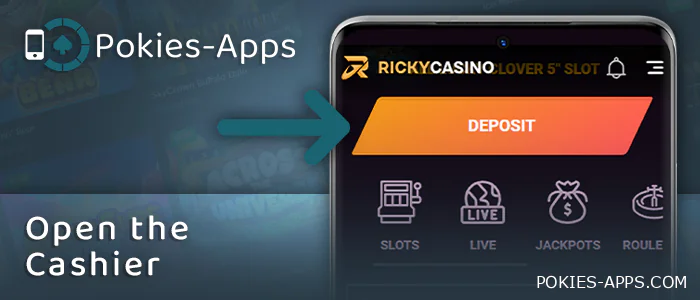 Go to the payments section of the Android casino app