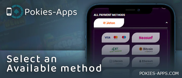 Choose a method to deposit into an online pokies iphone app